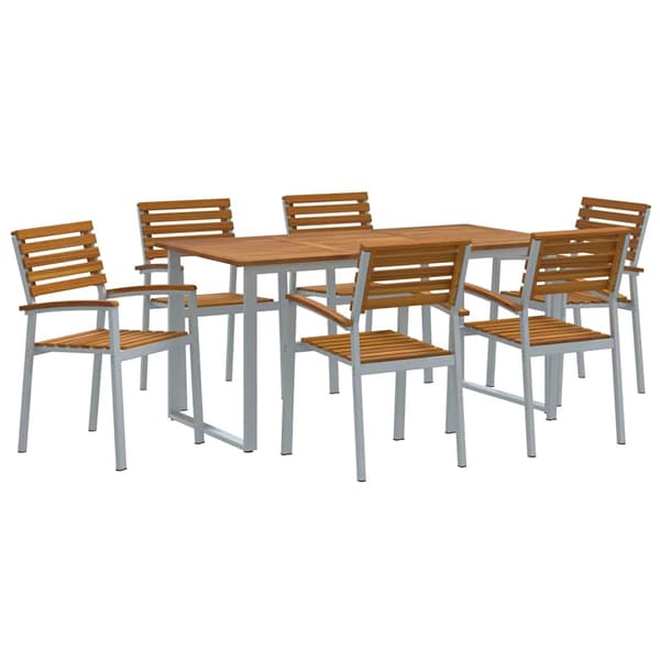 vidaXL Trädgårdsmöbelset 7 pcs Grå Massivt Akaciaträ
