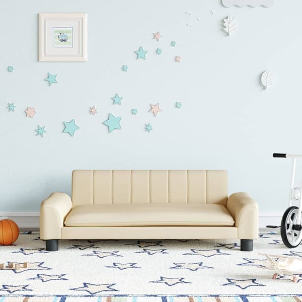 vidaXL Barnsoffa gräddvit 90x53x30 cm tyg