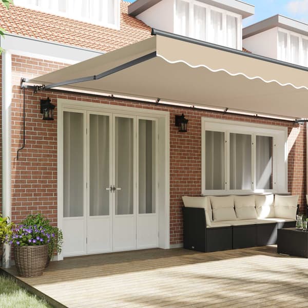 vidaXL Utfällbar markis Beige 600 × 350 cm Polyester och Stål