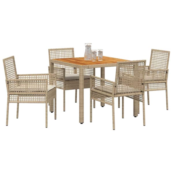 vidaXL Trädgårdsmöbelset 5 pcs Beige konstrotting