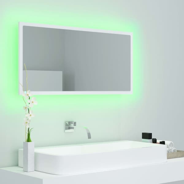 vidaXL Baderomsspeil LED hvit 90x8,5x37 cm akryl