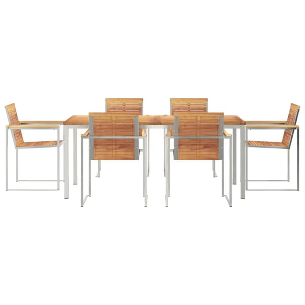 vidaXL Trädgårdsmöbelset 7 pcs Brun Massivt teakträ