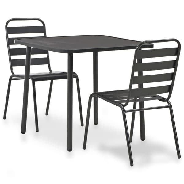 vidaXL Caféset 3 delar stål mörkgrå