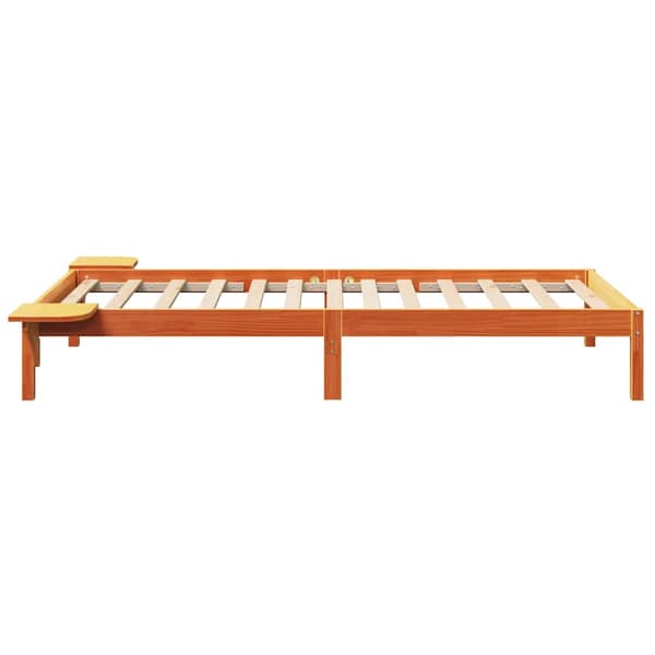 vidaXL Sängram Vaxbrun 90 x 190 cm Massiv furu