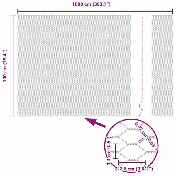 vidaXL Hexagonstängsel Grå 1 x 10 m PVC