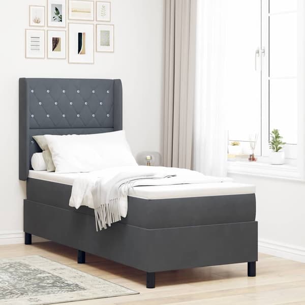 vidaXL Bäddfjäder med madrass Mörkgrå 80 x 200 cm Sammet