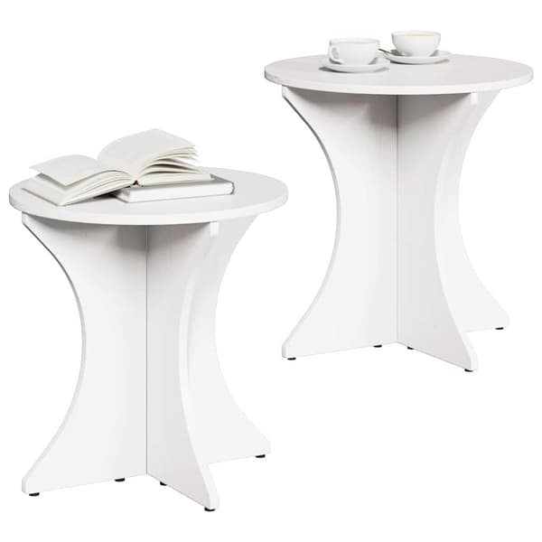 vidaXL Kaffeebord 2 pcs Vit Massiv furu