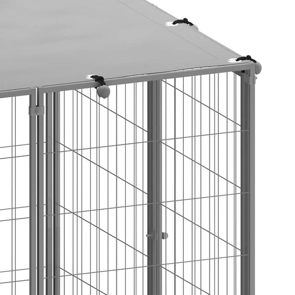 vidaXL Hundgård silver 8,47 m² stål