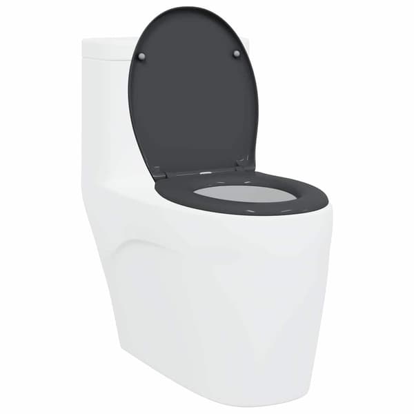 vidaXL Antracit Duroplast Standard Toalettsits Oval Samtida