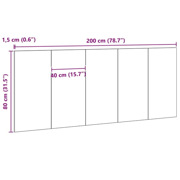 vidaXL Seng Hodegjerde Svart Eik 160 x 1.5 x 80.5 cm Konstruert tre