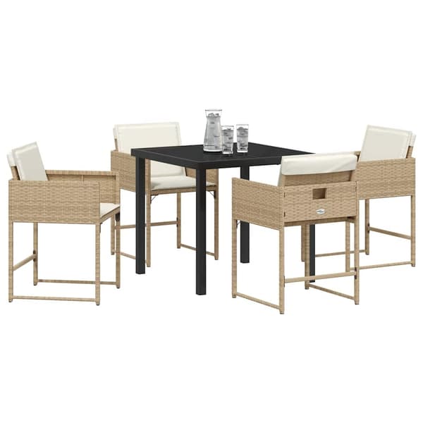 vidaXL Hage Spisegruppe 5 pcs Beige polyrotting