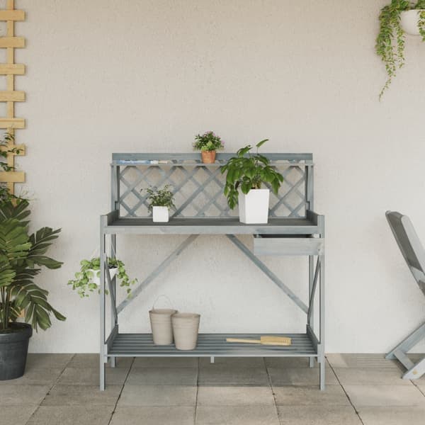 vidaXL Pottebenk med espalier grå heltre gran