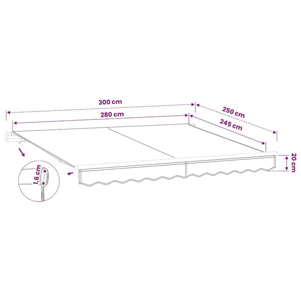 vidaXL Erstatningsduk for markise grå 300x250 cm polyester