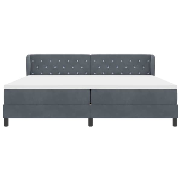 vidaXL Bäddfjäder med madrass Mörkgrå 200 x 200 cm Sammet