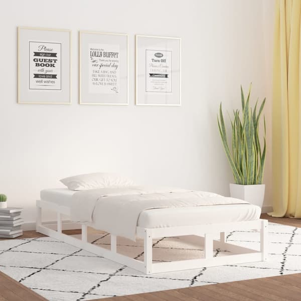 vidaXL Sengeramme hvit 75x190 cm Small Single heltre