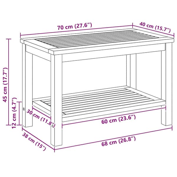 vidaXL Sidetabell Brun 70 x 40 x 45 cm Solid akasietre