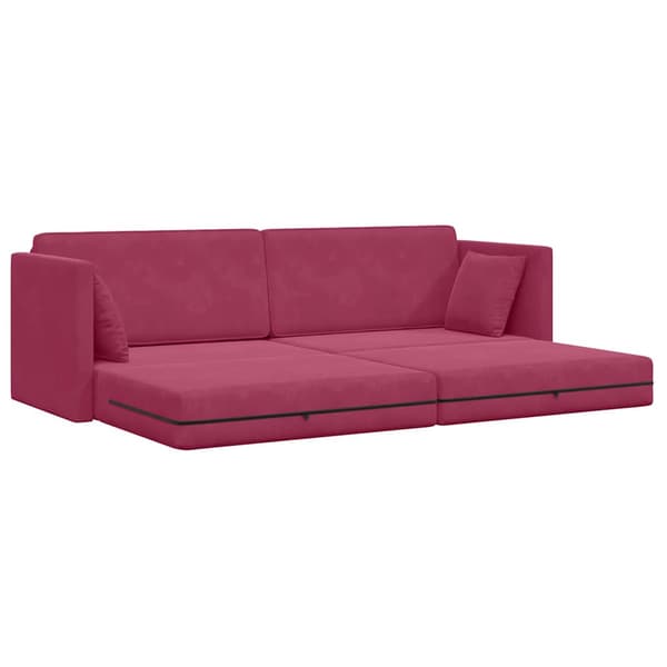 vidaXL Golvbäddsoffa Vinröd 213 x 70 x 77 cm Sammet