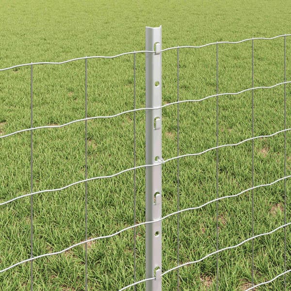 vidaXL Gjerde med stolpe sølv 0,6 x 25 m Stål