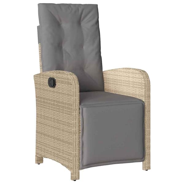 vidaXL Trädgårdsmöbelset med kudde 3 pcs Beige konstrotting