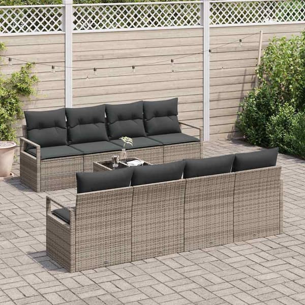 vidaXL Soffset med kudde 7 pcs Grå konstrotting
