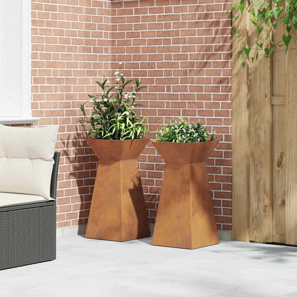 vidaXL Søyleplanter 2 pcs sølv 35 x 35 x 73 cm