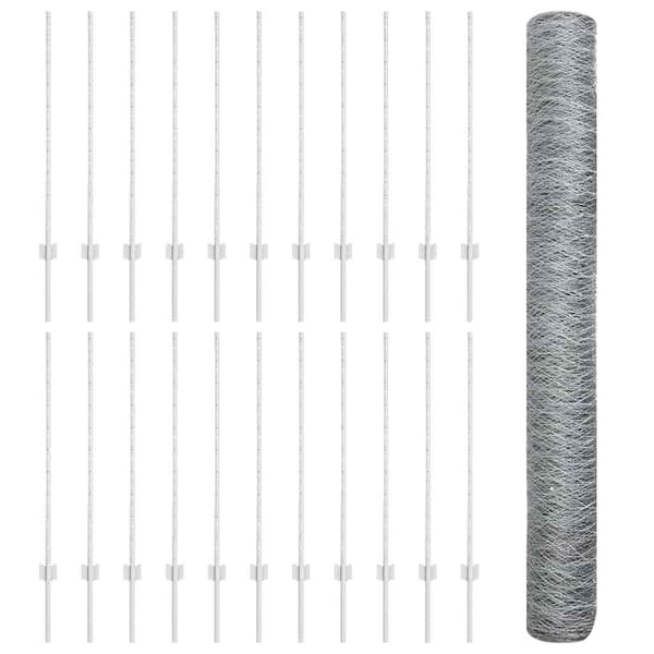 vidaXL Stängsel med stolpe Silver