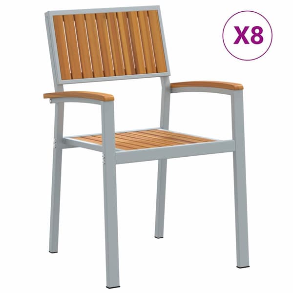 vidaXL Stablestol 8 pcs Brun 56 x 57 x 87 cm Solid akasietre