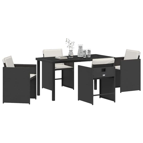 vidaXL Hage Spisegruppe 5 pcs Svart polyrotting