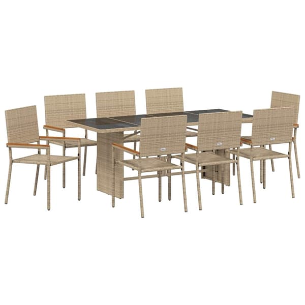 vidaXL Hage Spisegruppe 9 pcs Beige polyrotting