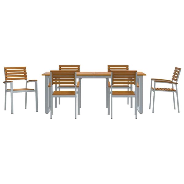 vidaXL Hage Spisegruppe 7 pcs Grå Solid akasietre