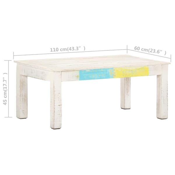 vidaXL Sofabord hvit 110x60x45 cm heltre mango change2