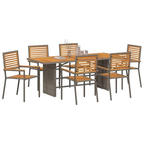 vidaXL Hage Spisegruppe 7 pcs Grå og Brun polyrotting