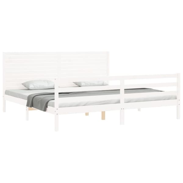 vidaXL Sengeramme med hodegavl hvit 200x200 cm heltre