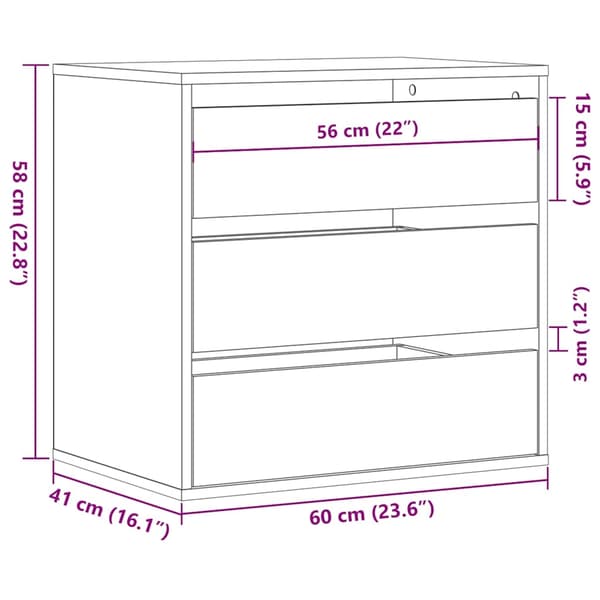 vidaXL Kommode hvit 60x41x58 cm konstruert tre