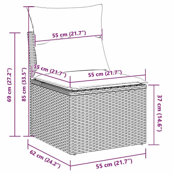 vidaXL Trädgårdsoffset med kudde 8 pcs Beige konstrotting