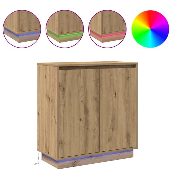 vidaXL LED sideboard for Artisan eik 71 x 34,5 x 75 cm Konstruert tre