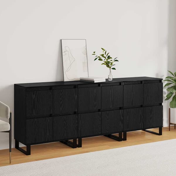 vidaXL Serviesskap 3 pcs Svart Eik 60 x 35 x 70 cm