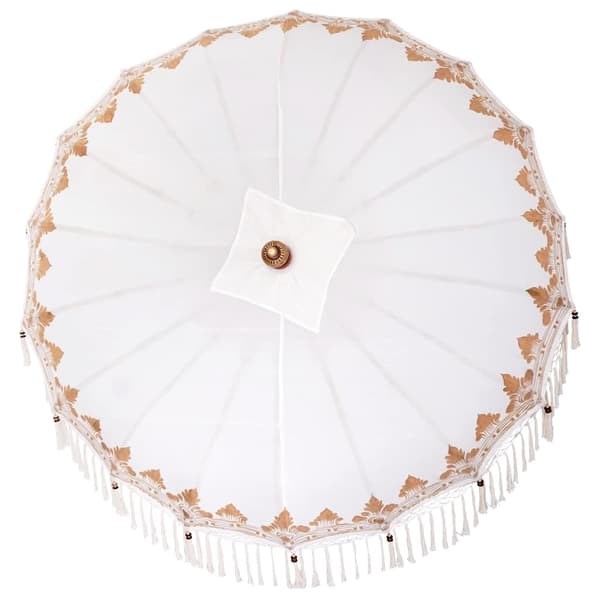 vidaXL Balinesisk Parasol 260 Krem 210-220 cm Bomull og solid tre