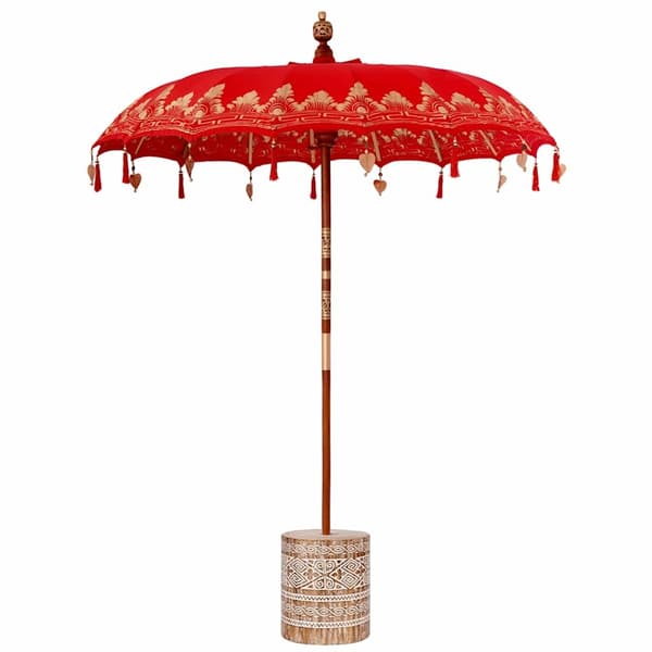 vidaXL Balinesisk Parasol 260 Rød 180-190 cm Bomull og solid tre