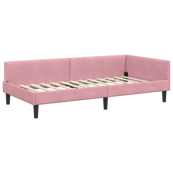 vidaXL Sängram Rosa 90 x 200 cm Sammet och trämaterial