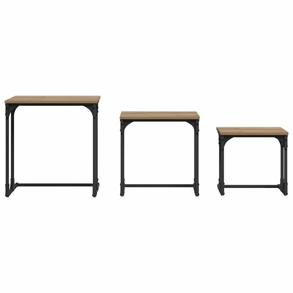 vidaXL Kaffebord med Nesting 3 pcs artisan eik Konstruert tre