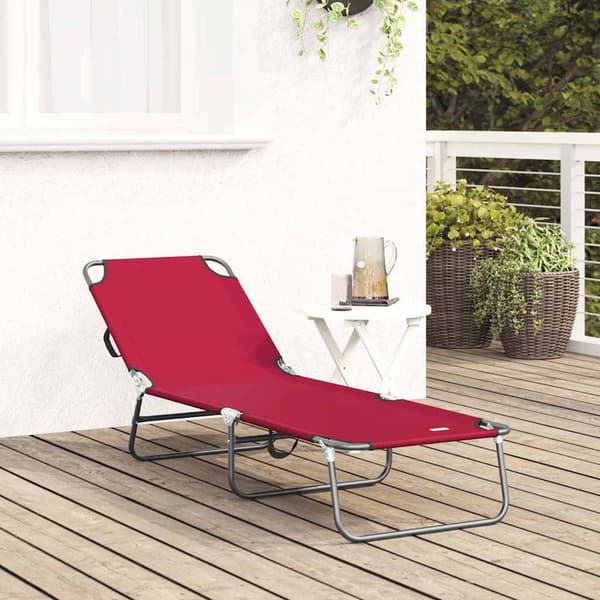 vidaXL Sammenleggbar solstol Rød 188 x 57 x 86,5 cm Polyester