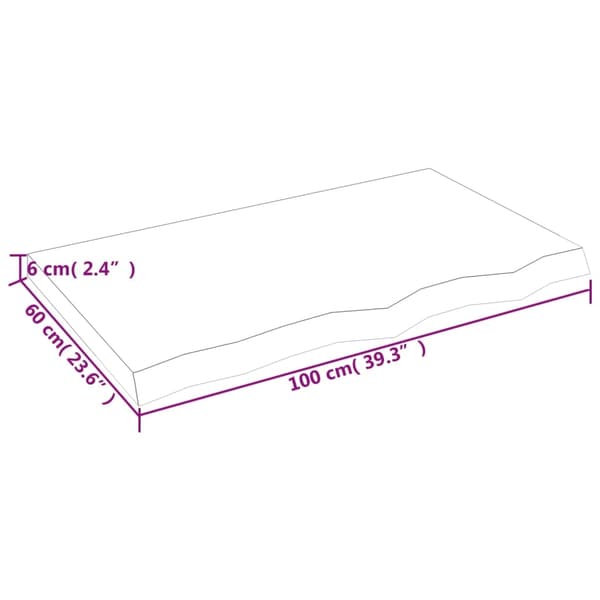 vidaXL Bordplate mørkebrun 100x60x(2-6) cm behandlet heltre eik