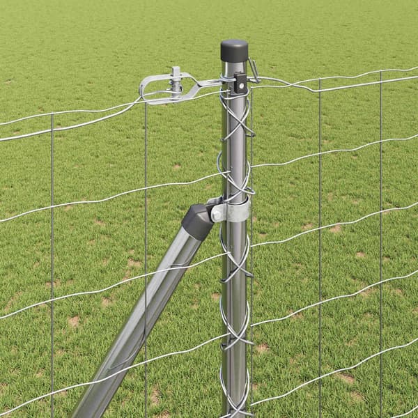 vidaXL Gjerde med stolpe sølv 1,5 x 10 m Stål