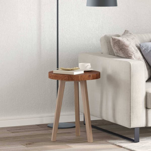 vidaXL Bordplate Lysebrun Ø 40 x 4 cm Solid eik