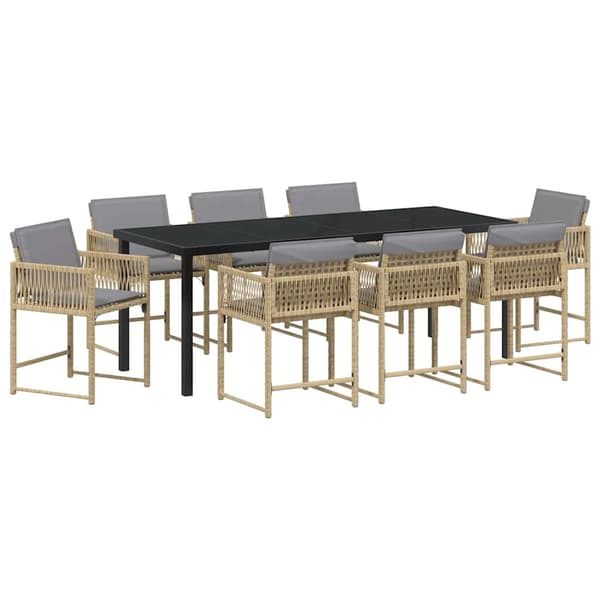 vidaXL Hage Spisegruppe 9 pcs Beige polyrotting