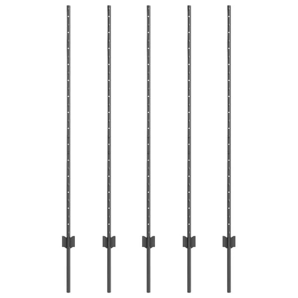 vidaXL Gjerdepåle 5 pcs Grå 140 cm Stål