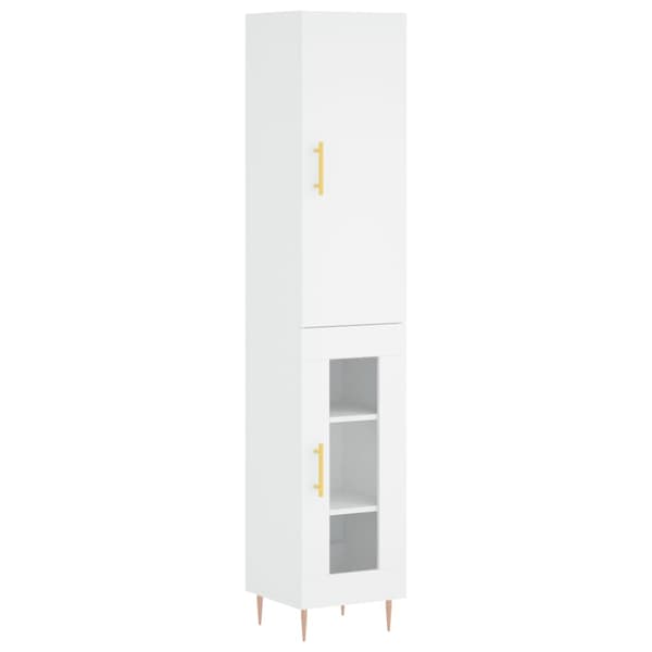 vidaXL Highboard hvit 34,5x34x180 cm konstruert tre