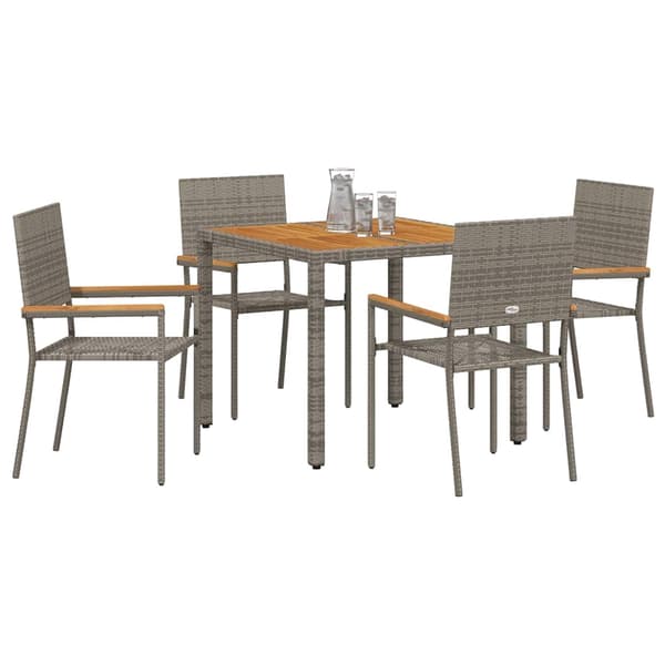vidaXL Trädgårdsmöbelset 5 pcs Grå konstrotting