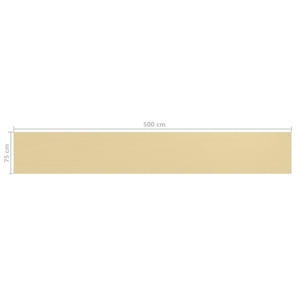vidaXL Balkongskjerm beige 75x500 cm HDPE